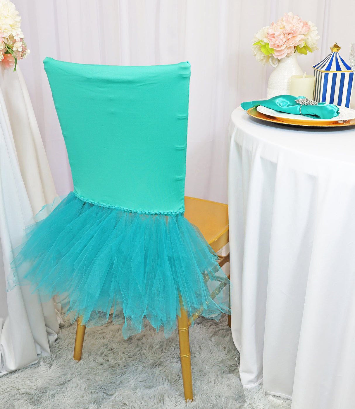 Spandex Chiavari Chair Cover Ballerina Tiff Blue/Aqua Blue