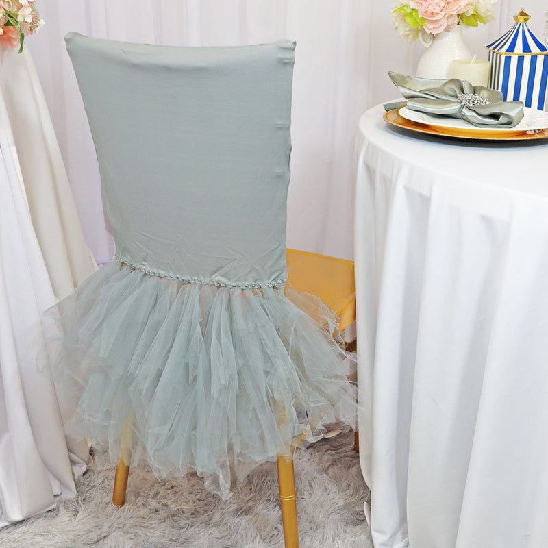 Silver Ballerina Spandex Chiavari Chair Cover
