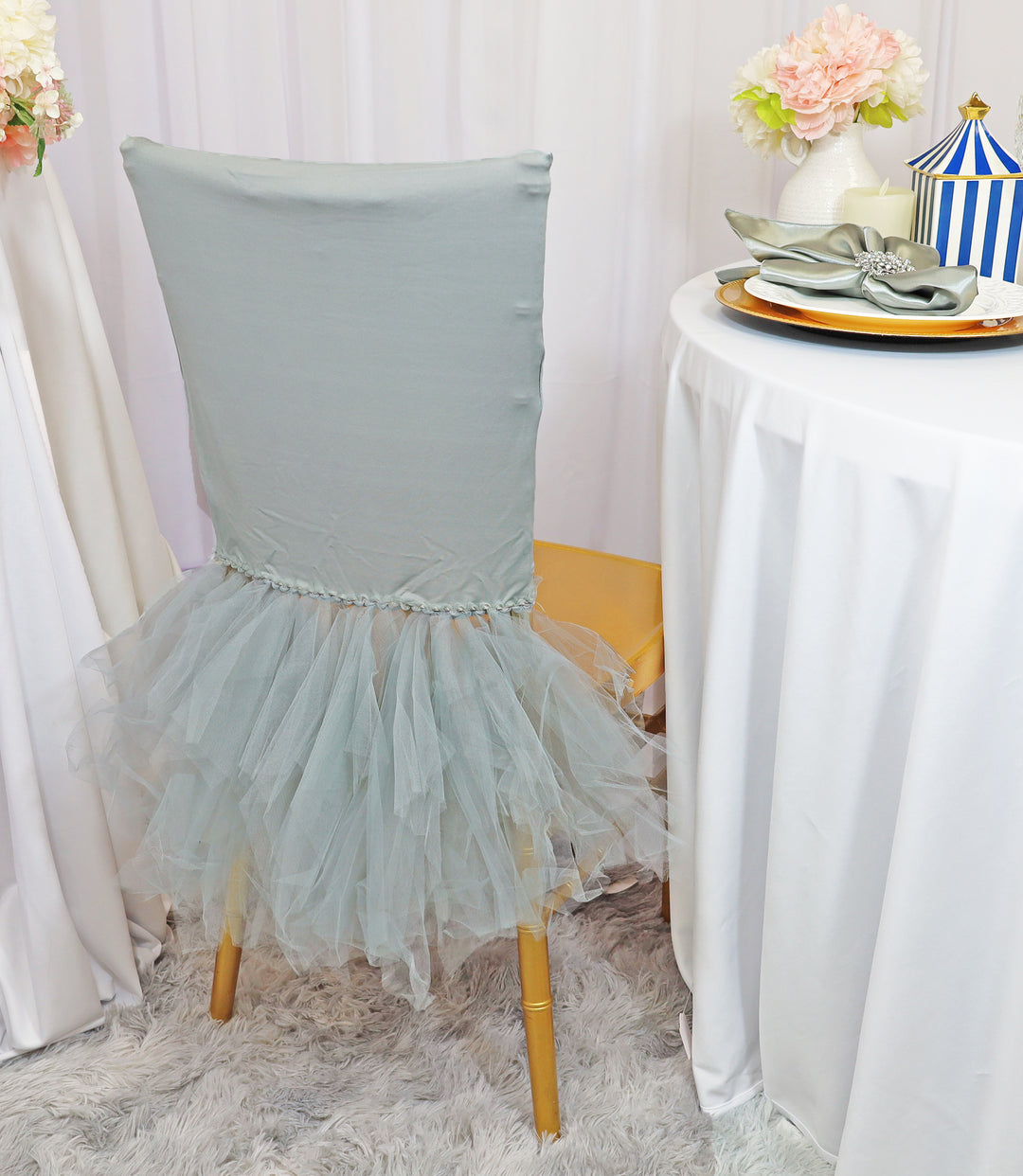 Silver Ballerina Spandex Chiavari Chair Cover