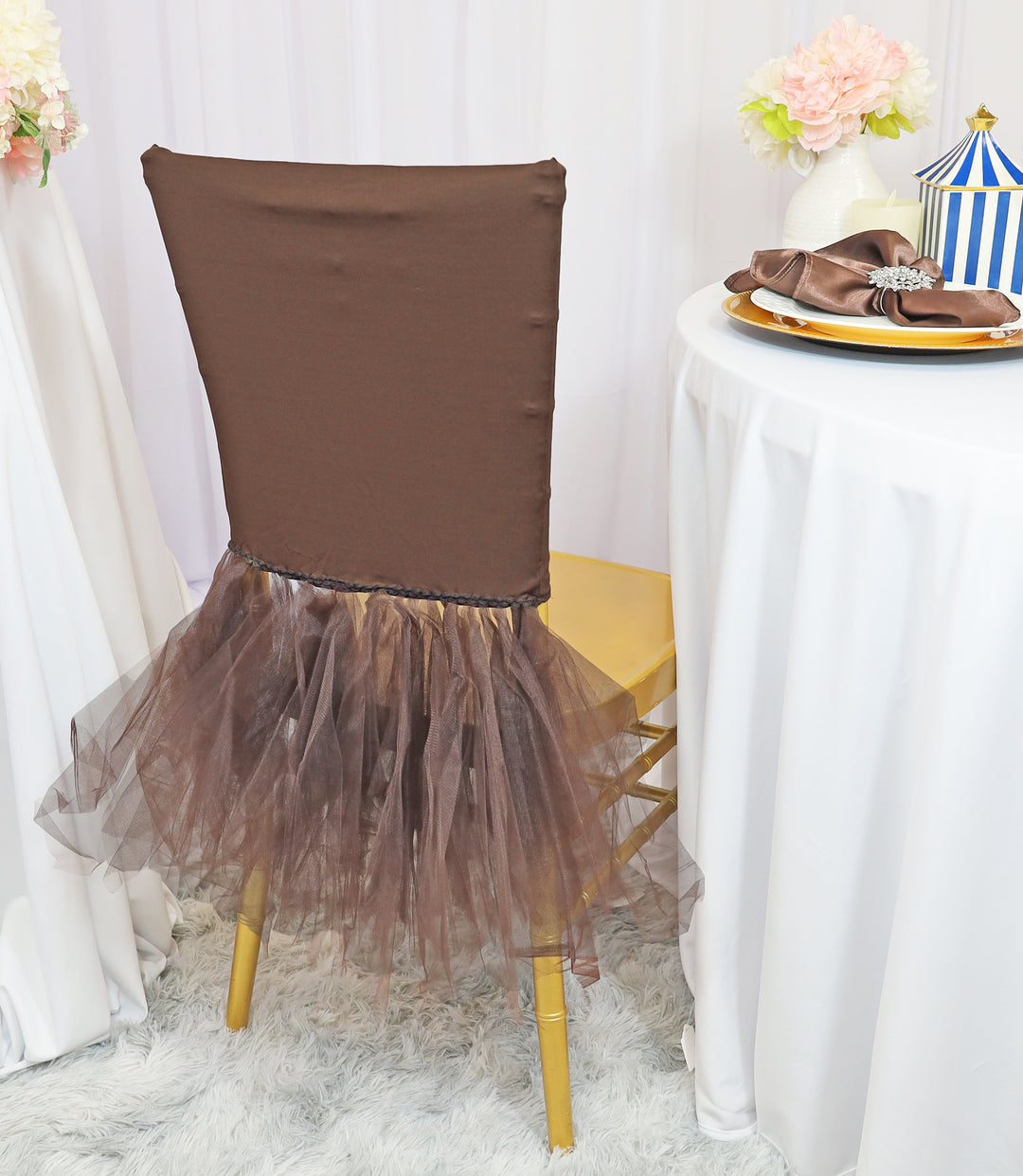 Chocolate Ballerina Spandex Chiavari Chair Cover