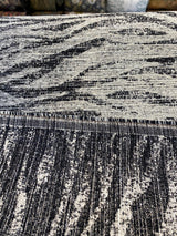 Burchellz Chenille Upholstery Fabric - Black Gray Off White Horizontal Pattern, 58" Width (1 Yard)