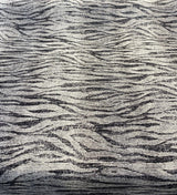 Burchellz Chenille Upholstery Fabric - Black Gray Off White Horizontal Pattern, 58" Width (1 Yard)