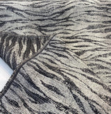 Burchellz Chenille Upholstery Fabric - Black Gray Off White Horizontal Pattern, 58" Width (1 Yard)