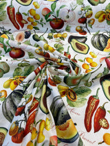 Sandy French Fruits Cotton Fabric - Multicolor Fruit Print, 54" Width (1 Yard)