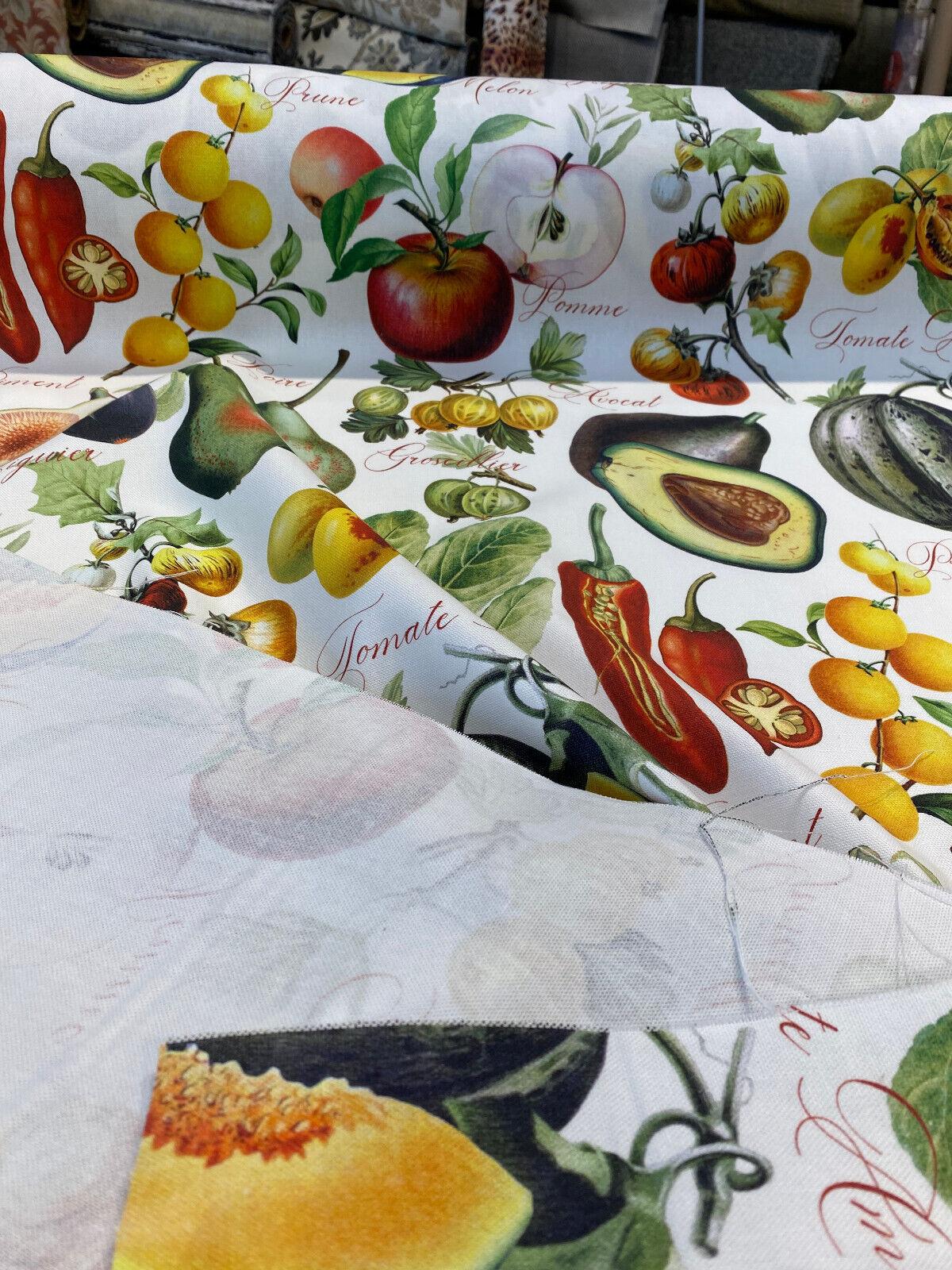 Sandy French Fruits Cotton Fabric - Multicolor Fruit Print, 54" Width (1 Yard)