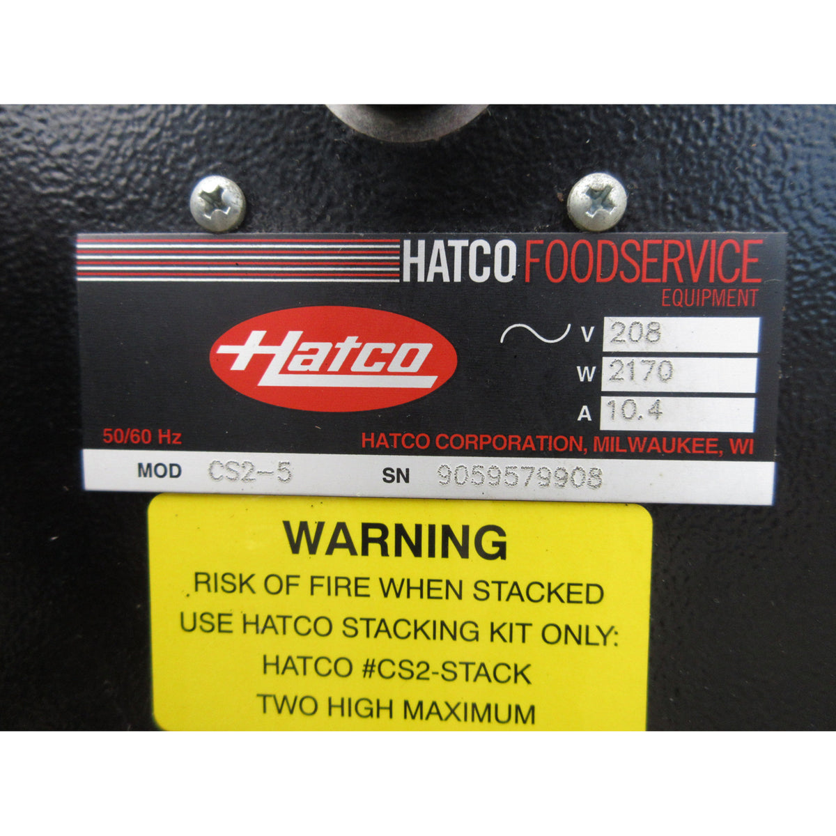 Hatco/Piper Products CS2-5S/5 Chef System Cook/Smoker & Hold Oven, Used Excellent Condition