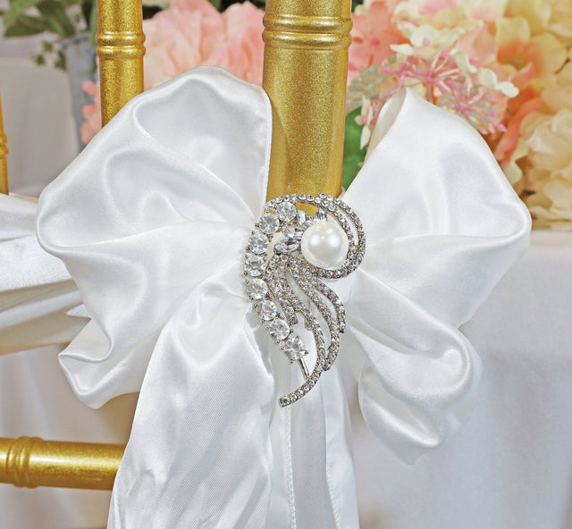 Rhinestone Chair Sash Buckles Swirl Pearl