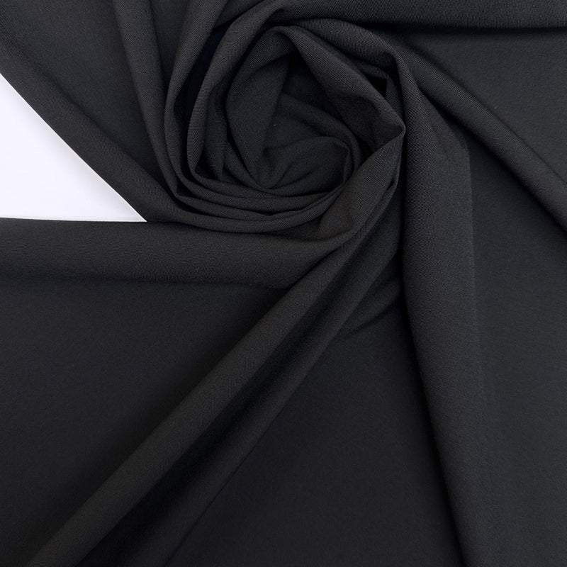 Black Polyester Virgin Wool Blend Woven