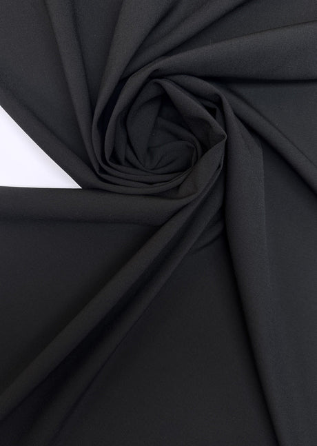 Black Polyester Virgin Wool Blend Woven
