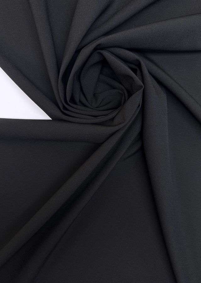 Black Polyester Virgin Wool Blend Woven
