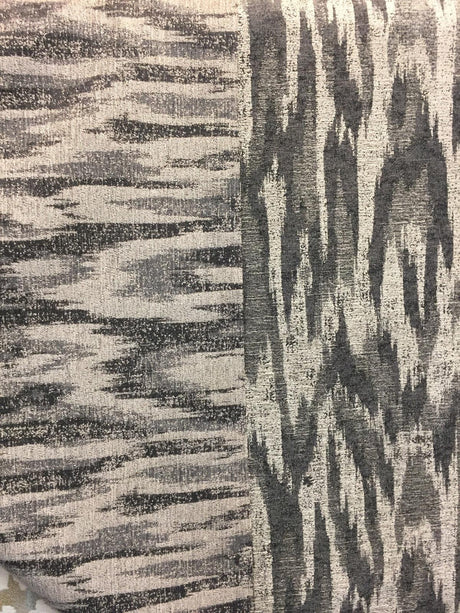 Modern Alyssa Pewter Ikat Chenille Fabric - Pewter Ikat, 58" Width (1 Yard)