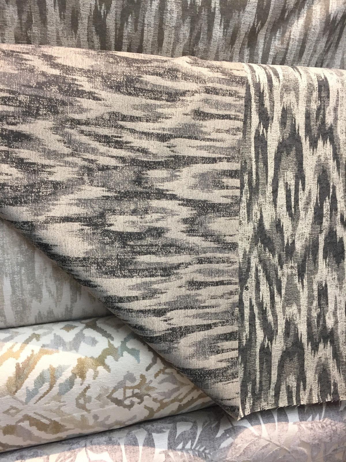 Modern Alyssa Pewter Ikat Chenille Fabric - Pewter Ikat, 58" Width (1 Yard)