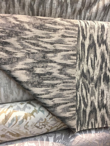 Modern Alyssa Pewter Ikat Chenille Fabric - Pewter Ikat, 58" Width (1 Yard)