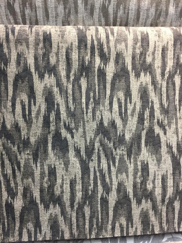 Modern Alyssa Pewter Ikat Chenille Fabric - Pewter Ikat, 58" Width (1 Yard)