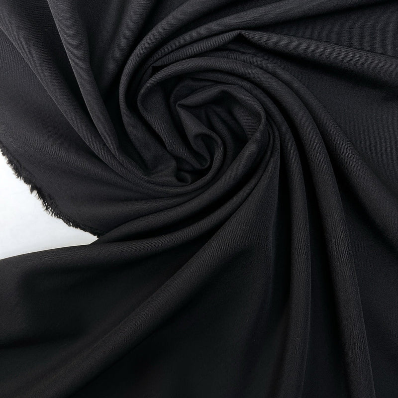 Black Wool Rep Weave Fabric