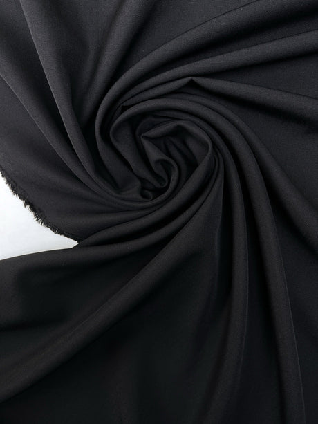 Black Wool Rep Weave Fabric