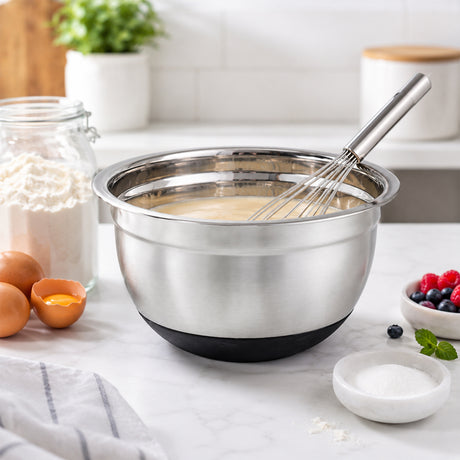Winco Stainless Steel Mixing Bowl with Silicone Base, 3 Quart