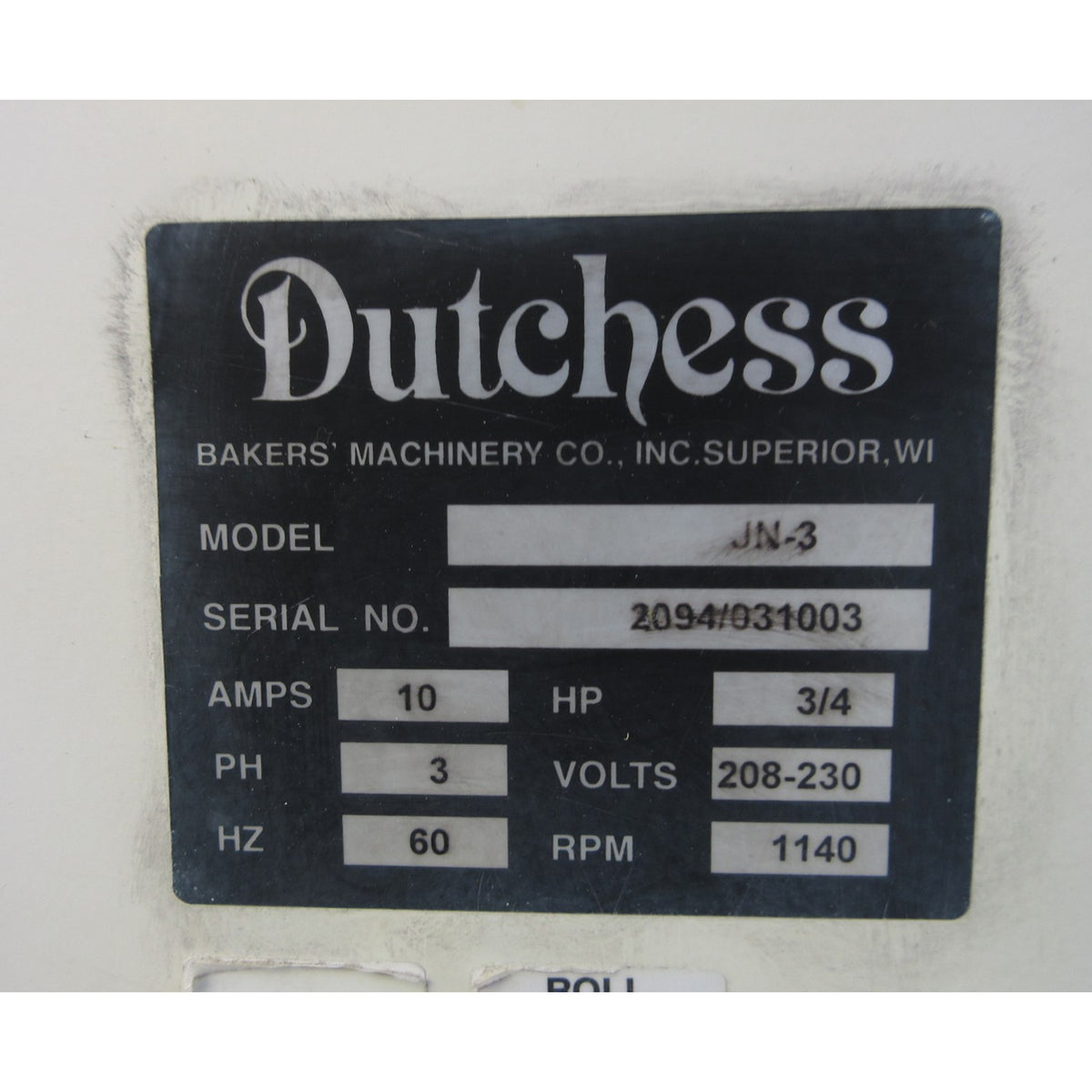 Dutchess JN 36 Part Semi-Automatic Divider Rounder, Used Excellent Condition