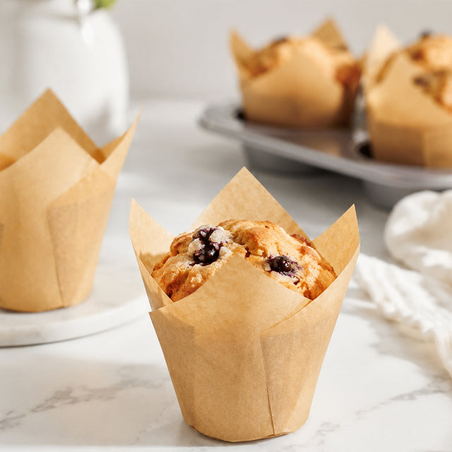 Novacart Natural Tulip Disposable Baking Cup, 2-3/4" to 4" High x 2" Dia., Case of 2000