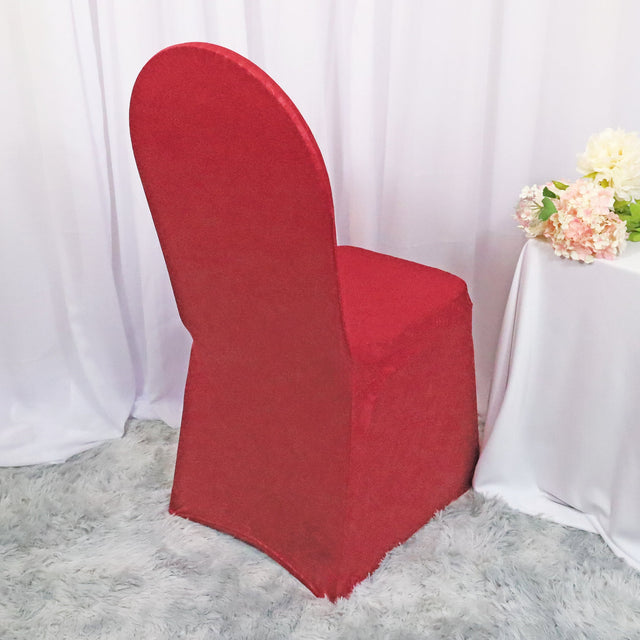 Embossed Vintage Spandex Banquet Chair Cover - Apple Red