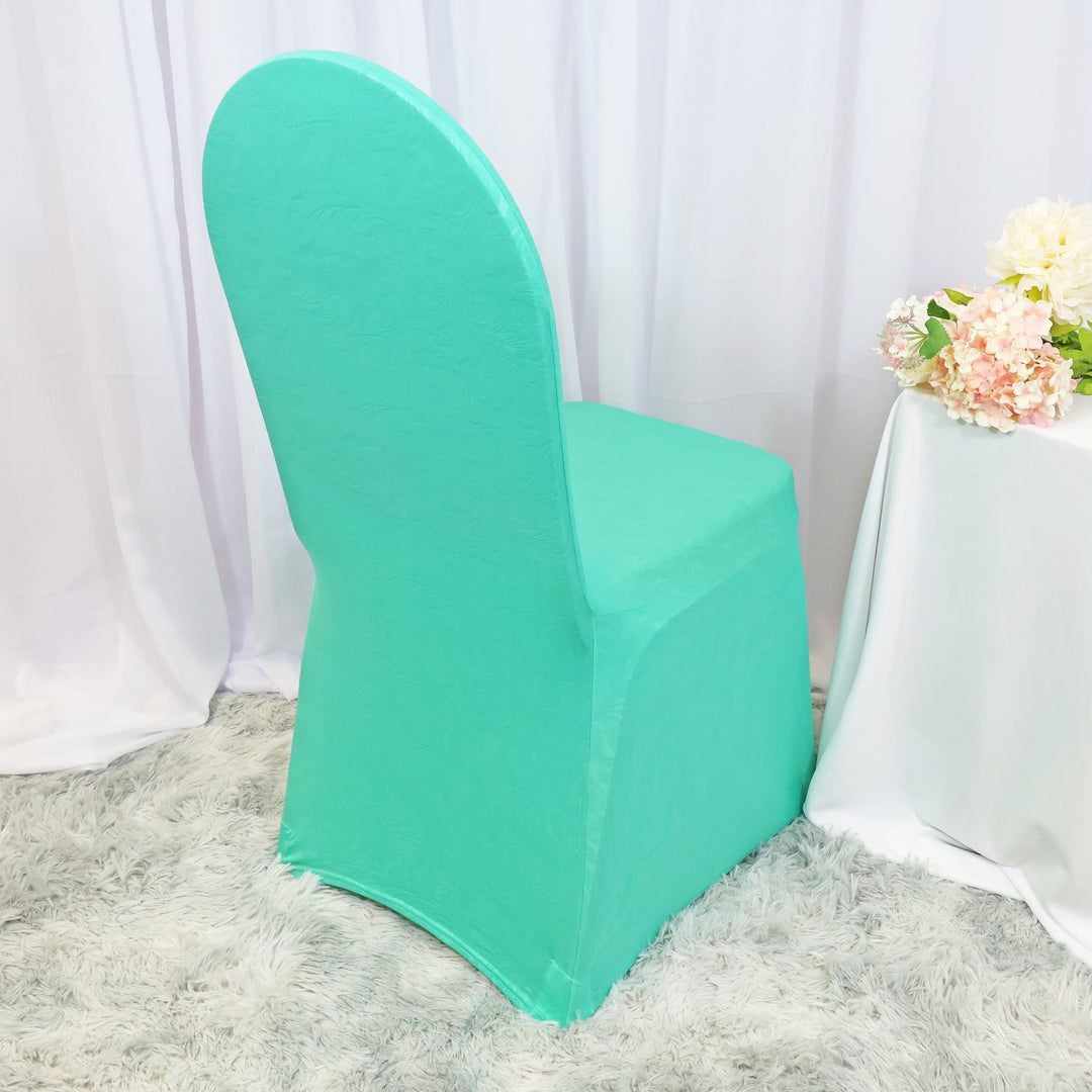 Tiff Blue Embossed Vintage Spandex Chair Cover