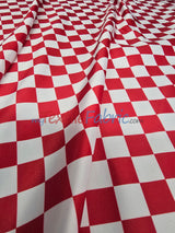 Checkered Satin Fabric - Racing Flag Pattern, Black And White Or Red And White, 58/60" Width (1 Yard)