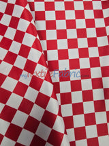 Checkered Satin Fabric - Racing Flag Pattern, Black And White Or Red And White, 58/60" Width (1 Yard)