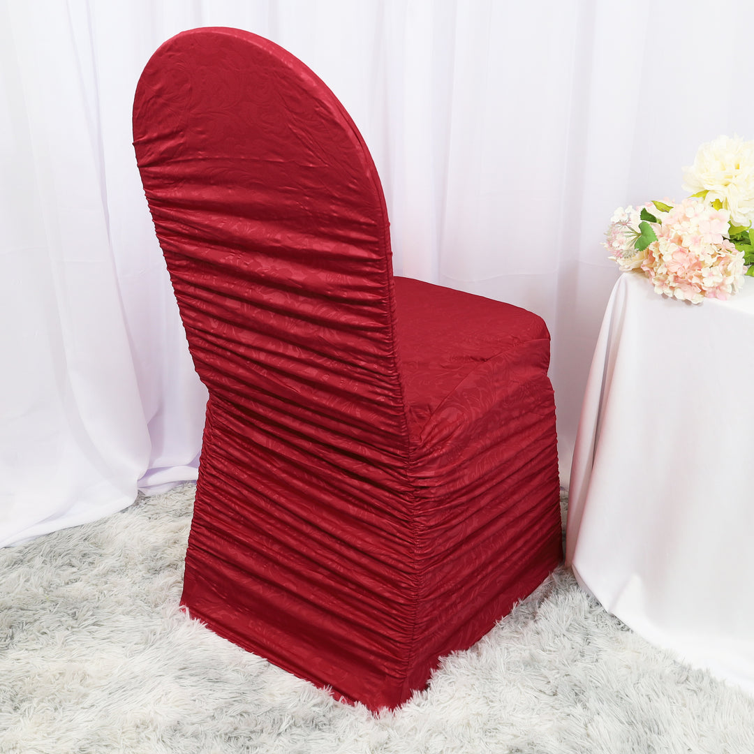 Apple Red Elegant Rouge Embossed Spandex Chair Cover