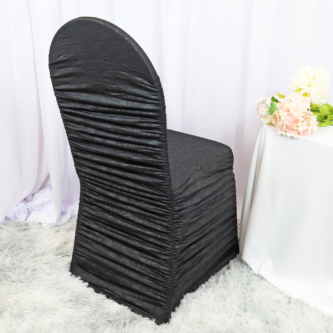 Black Timeless Rouge Embossed Spandex Chair Cover