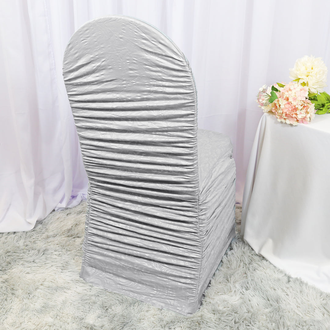 Silver Retro Rouge Embossed Spandex Chair Cover