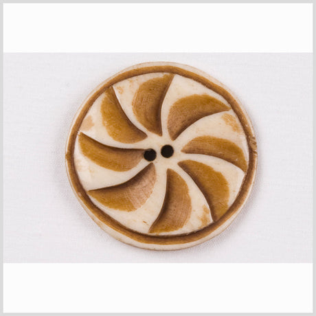 Natural Bone Pinwheel 2-Hole Button - 44L/28mm