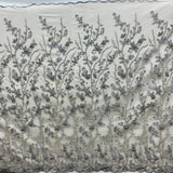 Beaded Lace Fabric Blue Skin Net