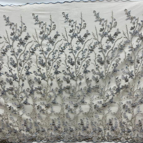 Beaded Lace Fabric Blue Skin Net