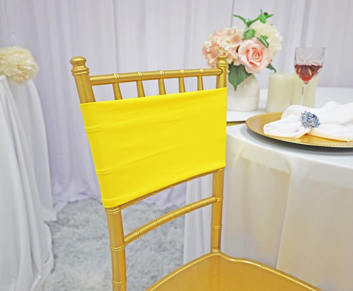 10 Pieces Canary Yellow Stretch Spandex Chair Bands 7 x 13 Inches