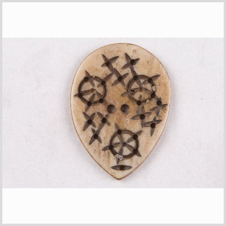 Natural Bone Abstract Leaf-Shaped 2-Hole Button - 60L/38mm
