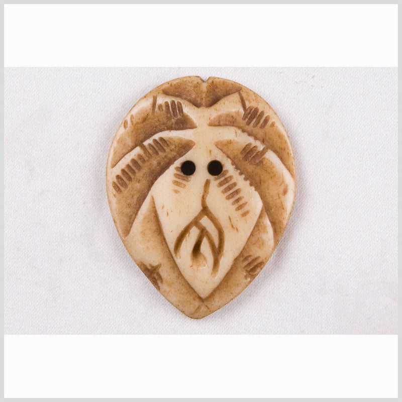 Natural Bone Abstract Leaf-Shaped 2-Hole Button - 66L/42mm