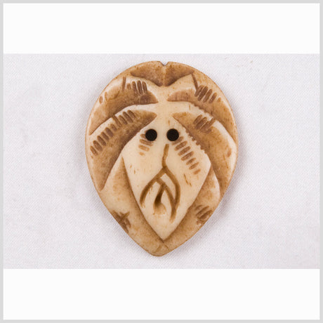 Natural Bone Abstract Leaf-Shaped 2-Hole Button - 66L/42mm
