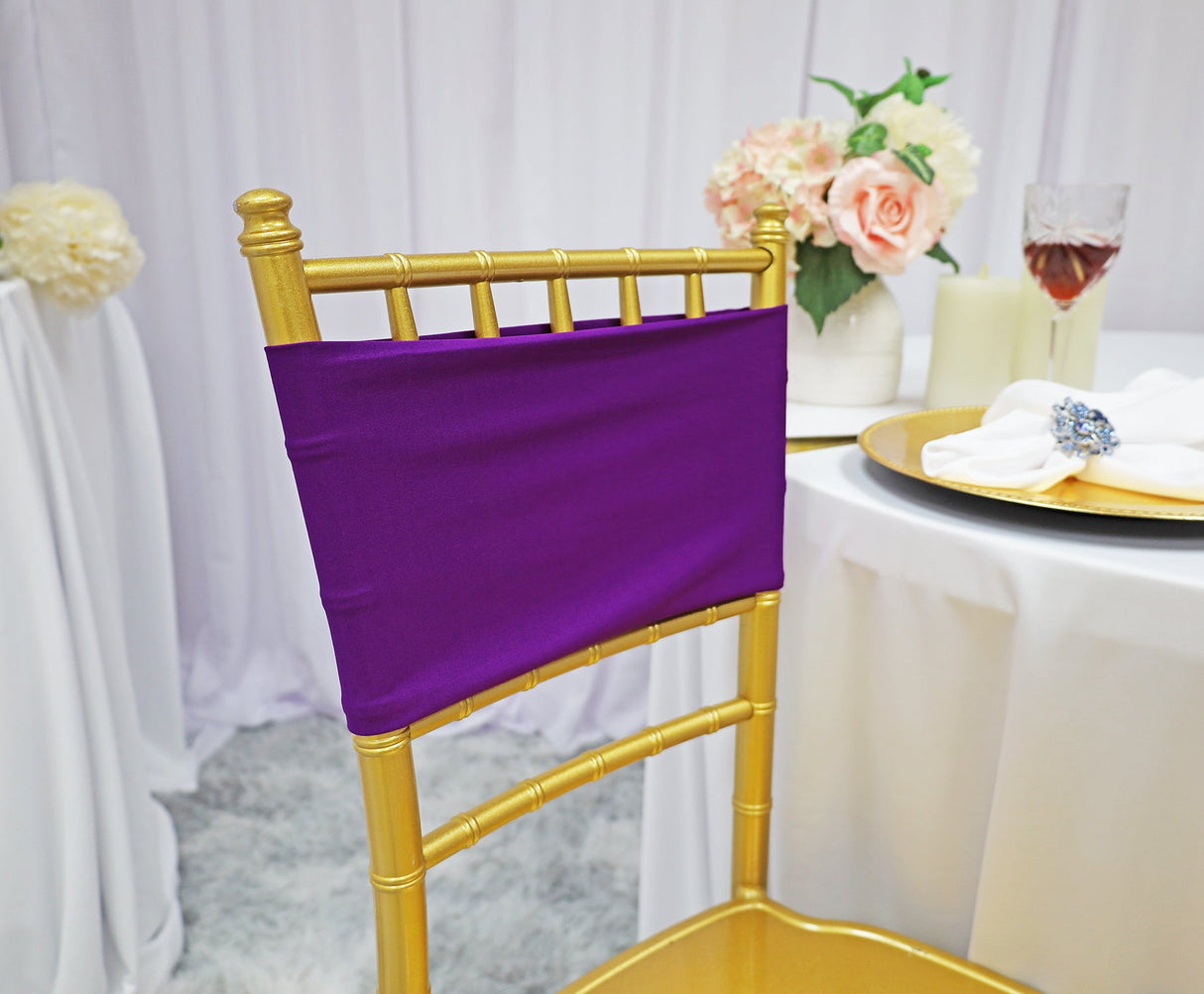 Spandex Chair Bands Purple 7x13 10pcs/pk