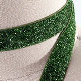 2 Yards 5/8" Grass Green Glitter Elastic Trim for Headband Making