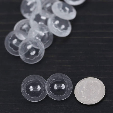 12 Pieces Clear Subtle Flower Design Buttons 9/16 Inch