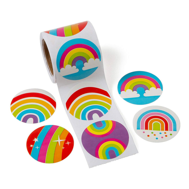 1 1/2" Colorful Rainbows Paper Sticker Roll 100 Pieces