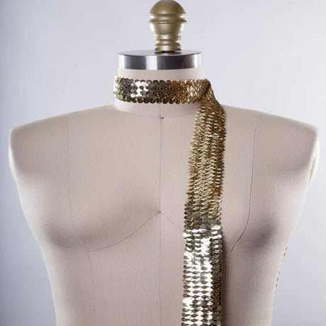 1 Yard 2.5" Antique Gold Stretch Sequin Trim Ultra Wide
