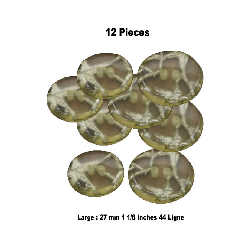 12 Pieces Clear with Silver Wiring Inside Large Buttons 1 1/8 Inch