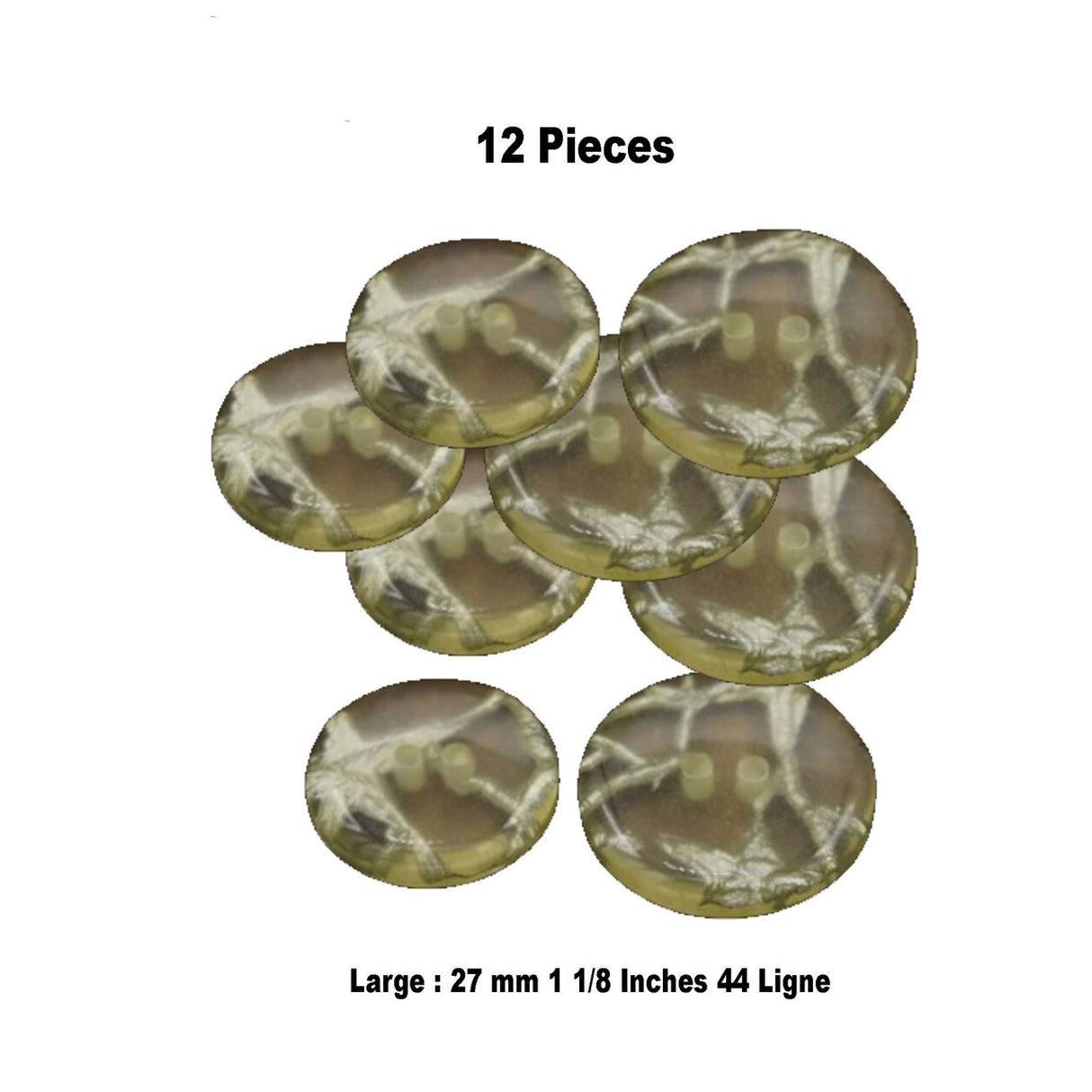 12 Pieces Clear with Silver Wiring Inside Large Buttons 1 1/8 Inch