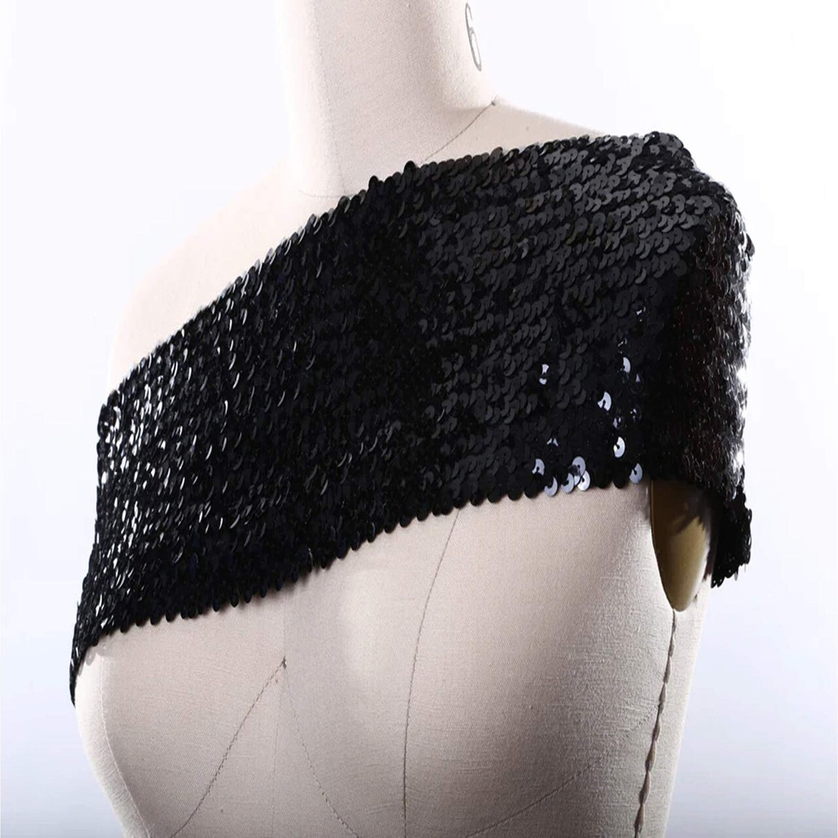 1 Yard Black Large Stretch Sequin Trim