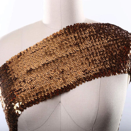 1 Yard Penny Copper Large Stretch Sequin Trim