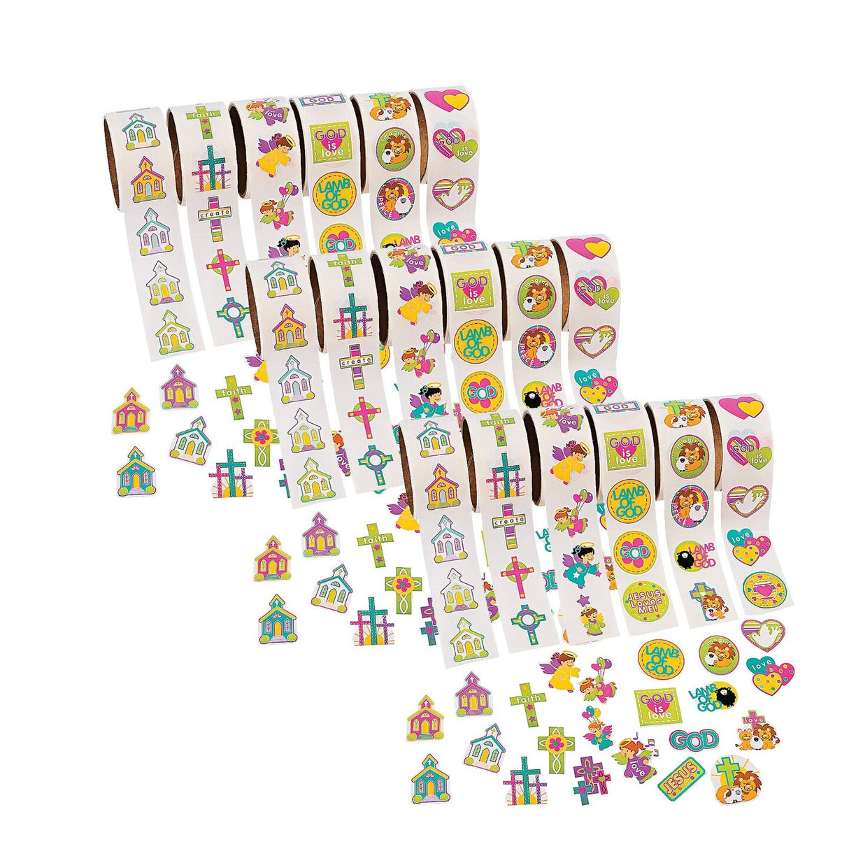 Religious Sticker Roll Assortment 600 Pieces