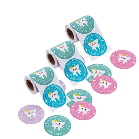 2 1/2" Official Tooth Fairy Seal Sticker Roll 100 Pc