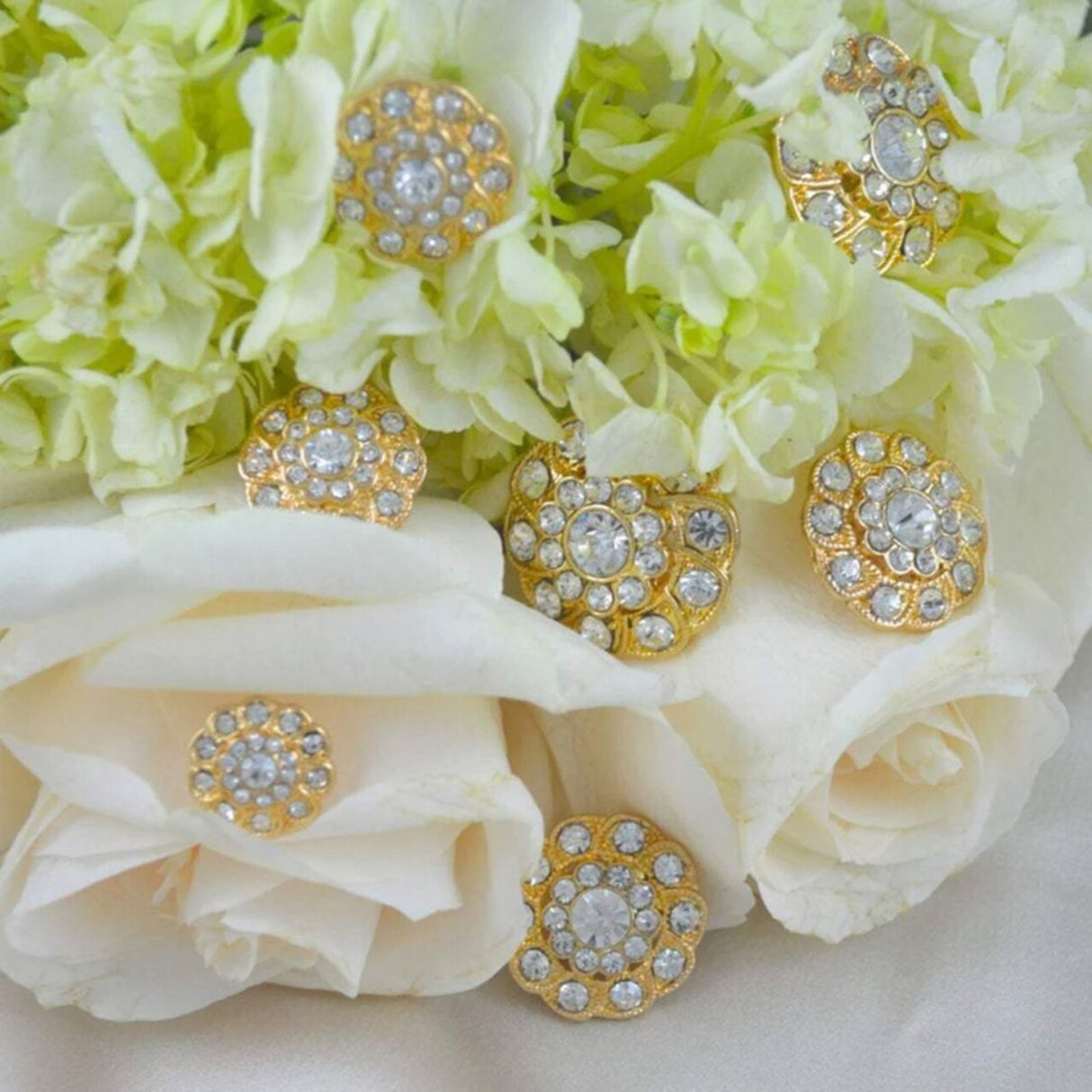 1 1/8" Gold Spiral Rhinestone Button for Wedding Gowns
