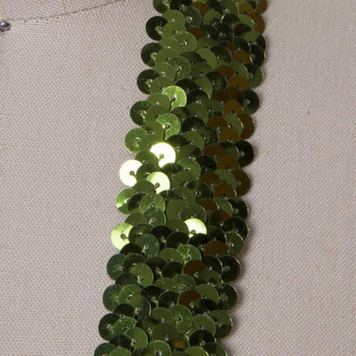 1 Yard Sparkly Pear Green Stretch Sequin Lace Trim 1.25"